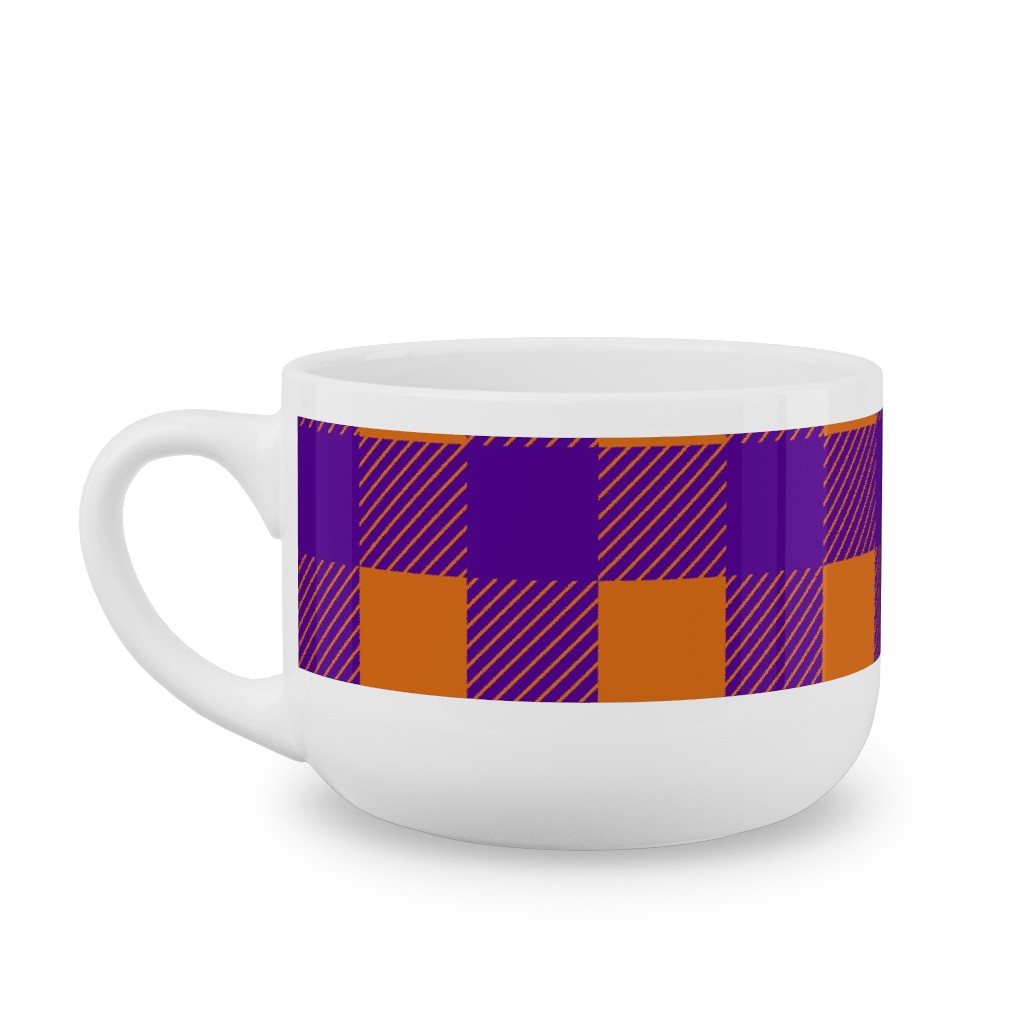 Buffalo Checked Plaid Latte Mug, White,  , 25oz, Purple