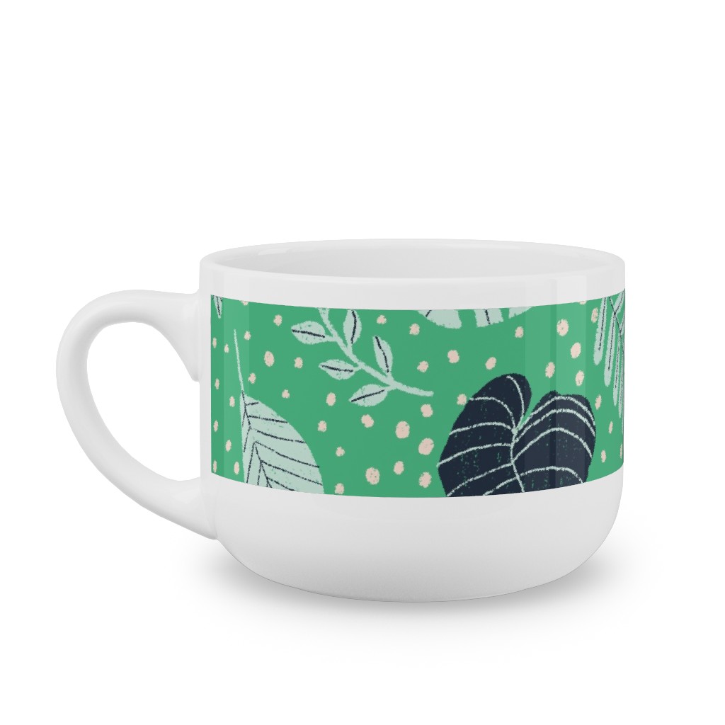 Leafy Jungle - Green Latte Mug, White,  , 25oz, Green