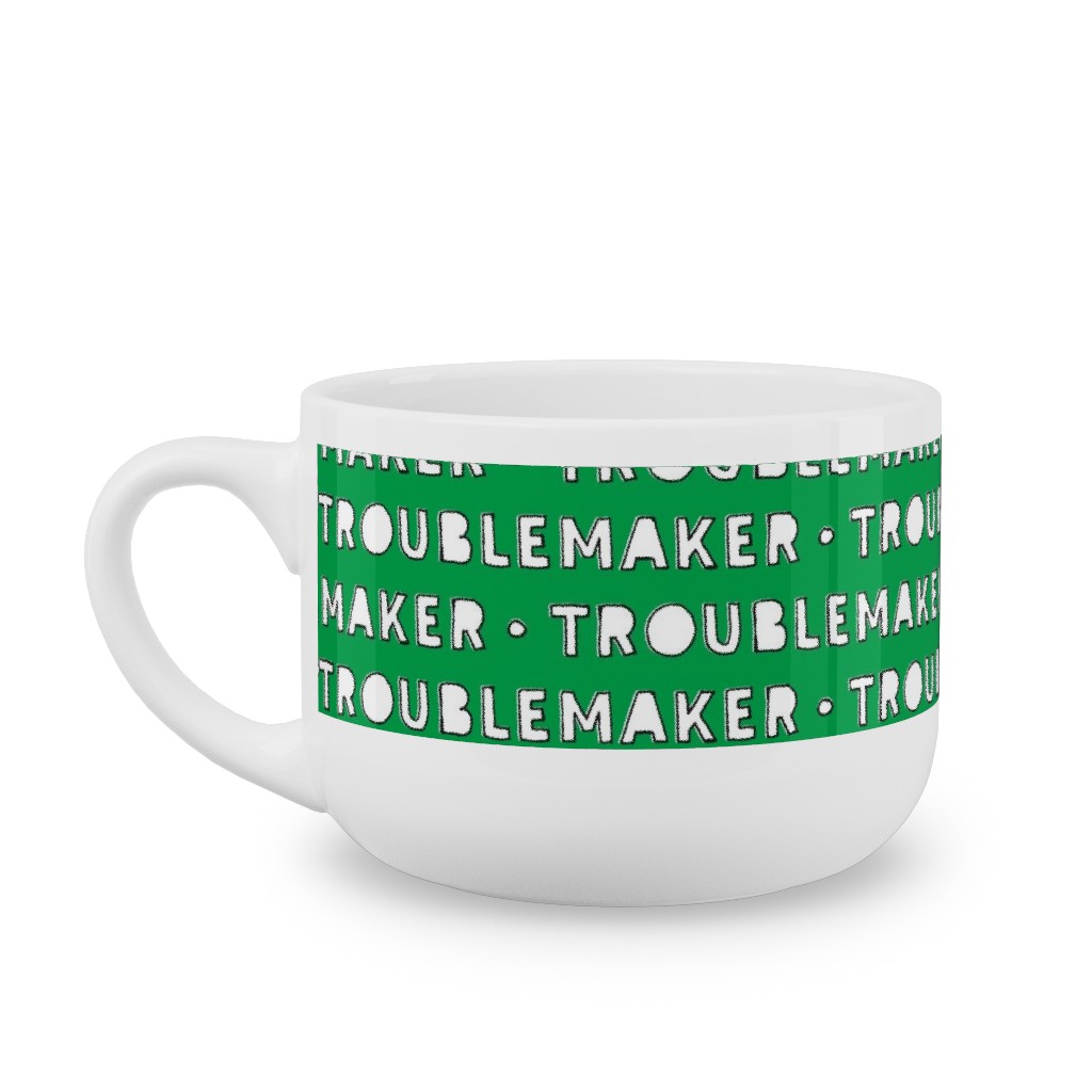 Troublemaker - Green Latte Mug, White,  , 25oz, Green