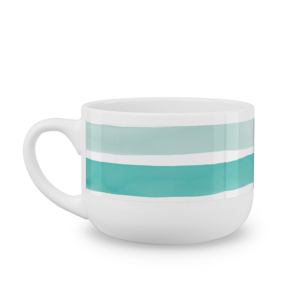Imperfect Watercolor Stripes Latte Mug, White, , 25oz, Multicolor, White