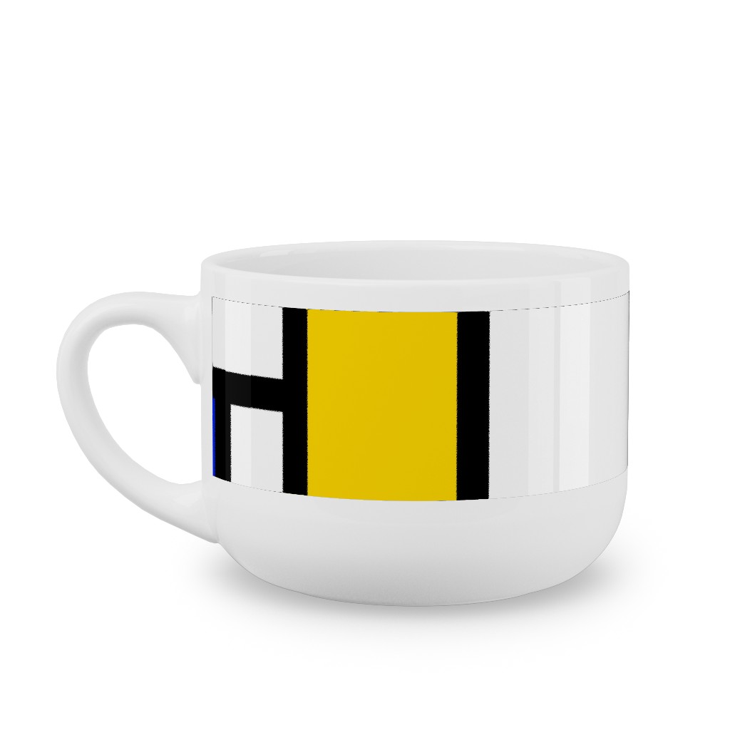 Mondrian Latte Mug, White,  , 25oz, Multicolor
