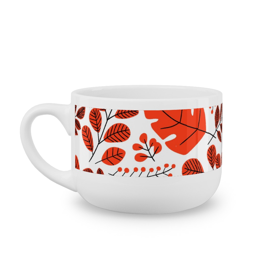 Red Leaves Latte Mug, White,  , 25oz, Red