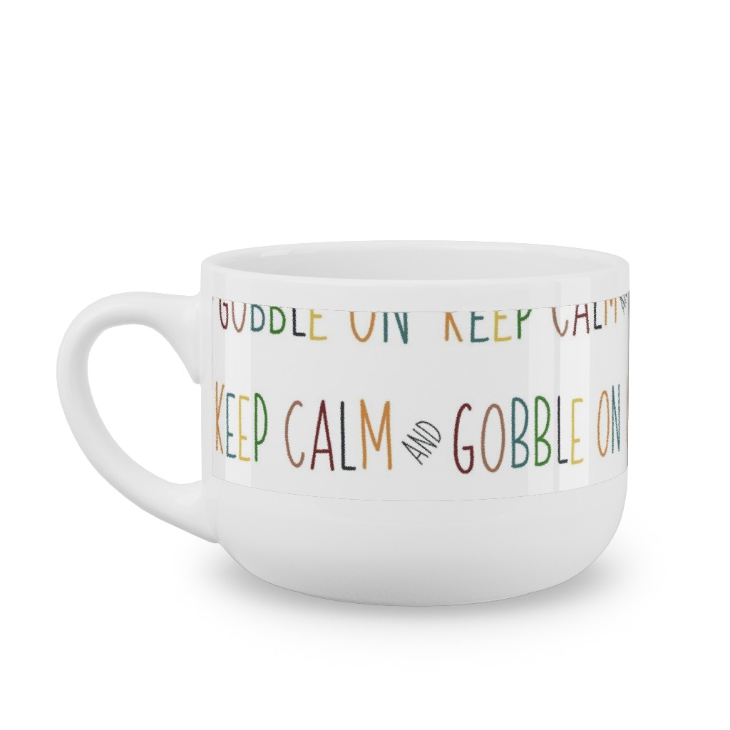 Keep Calm and Gobble - Fall Colors on White Latte Mug, White, , 25oz, Multicolor