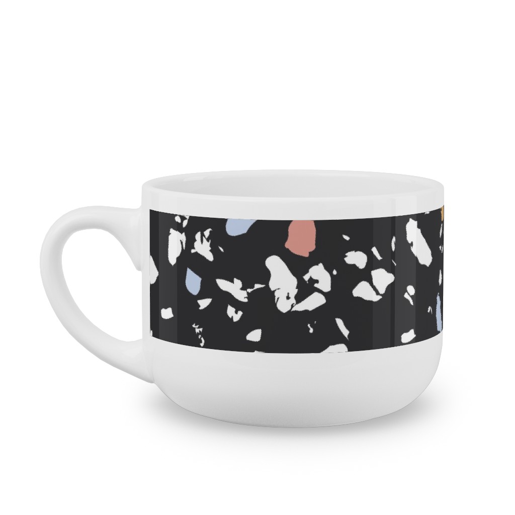 Terrazzo Print - Dark Latte Mug, White, , 25oz, Black, Black