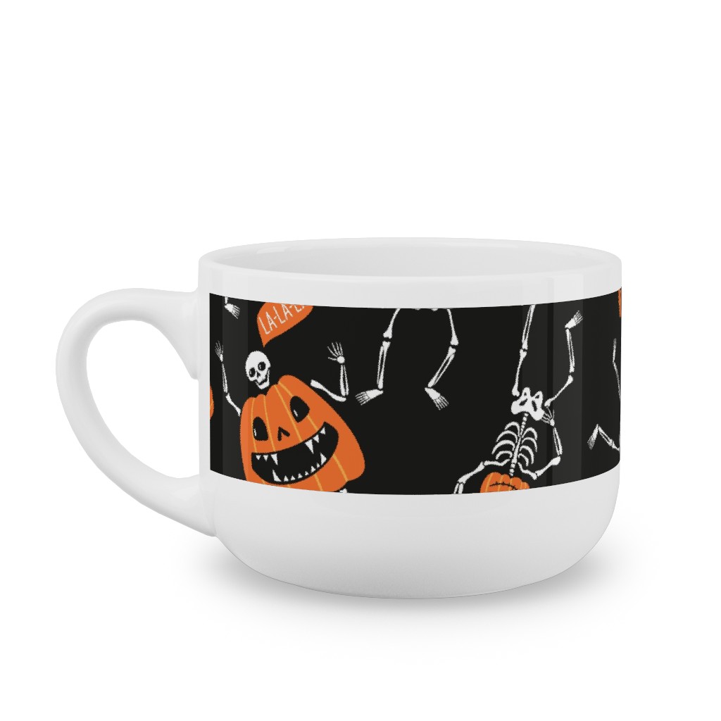 Halloween Party - Black Latte Mug, White,  , 25oz, Orange