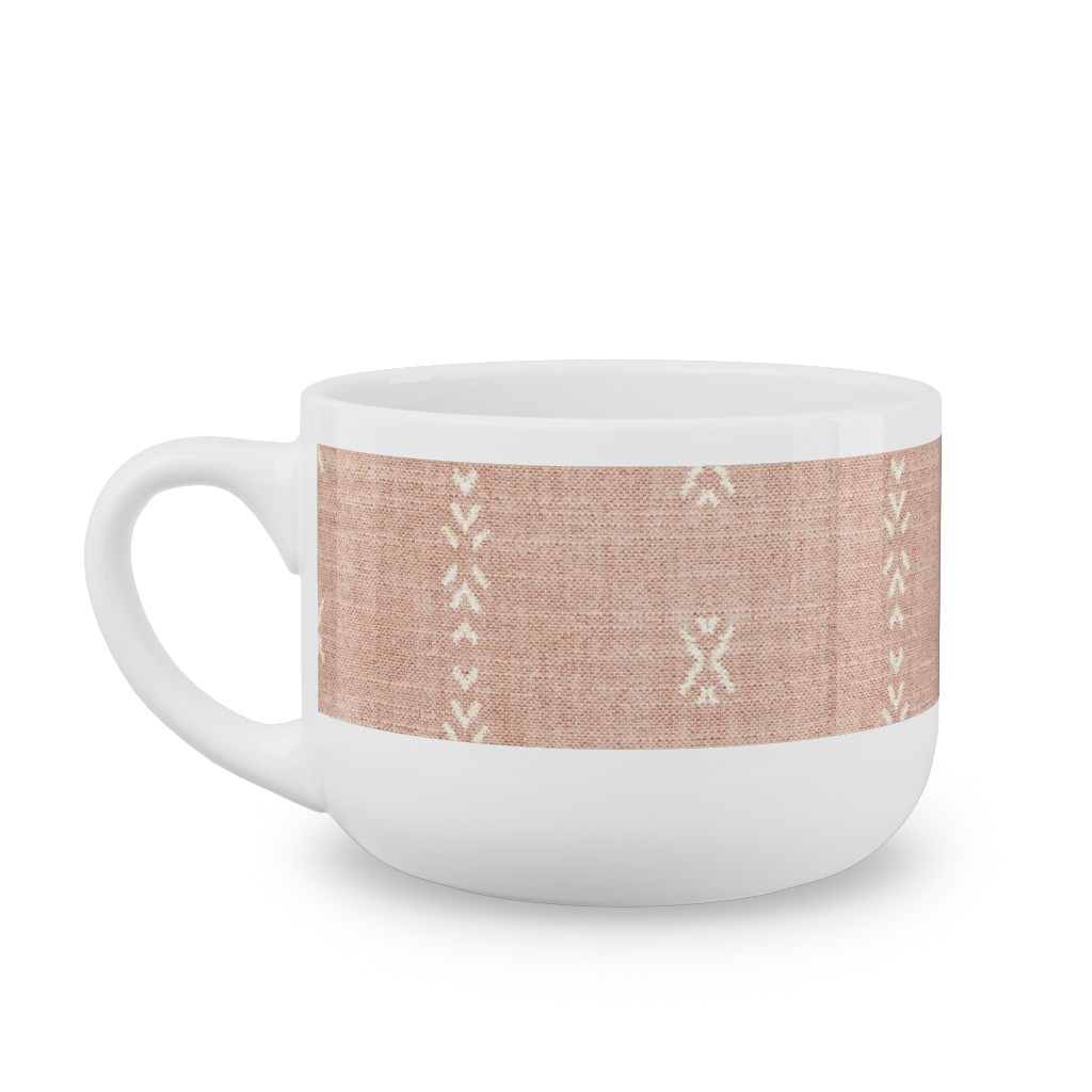 Playa Tribal Stripe - Pink Latte Mug, White, , 25oz, Pink, Bright Pink