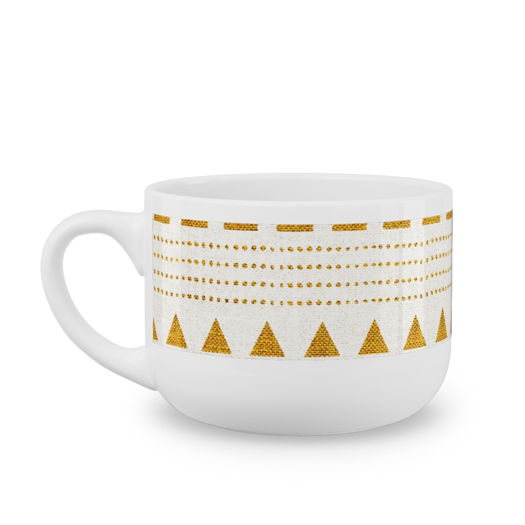 North Boho Stripe - Yellow Latte Mug, White,  , 25oz, Yellow
