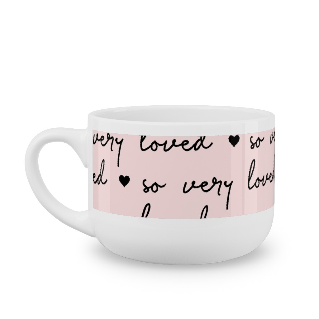 so Very Loved - Pink and Black Latte Mug, White,  , 25oz, Pink