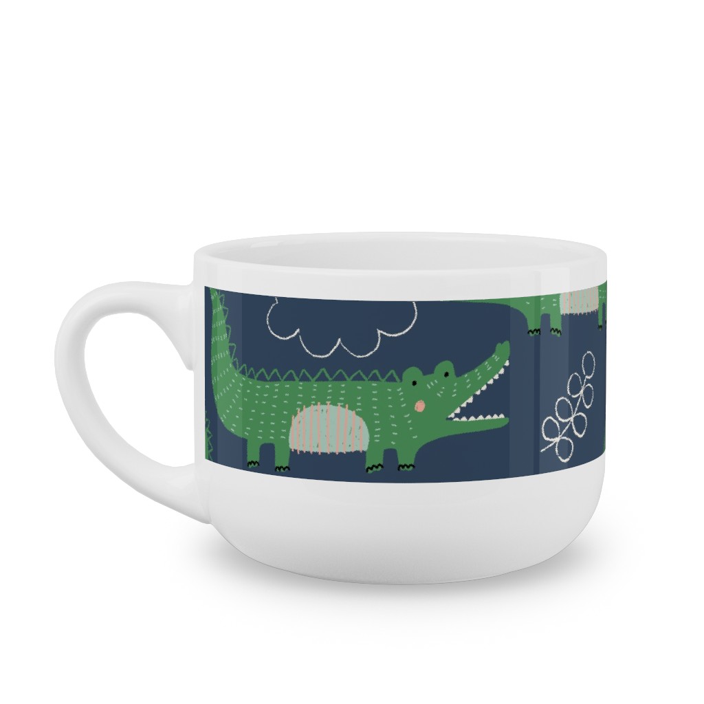 Cute Alligators - Green Latte Mug, White,  , 25oz, Green