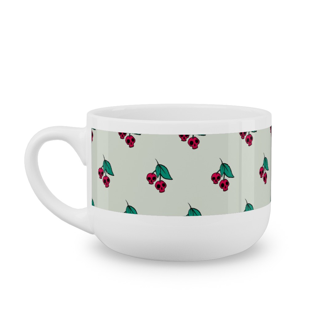 Skull Cherries Latte Mug, White, , 25oz, Multicolor