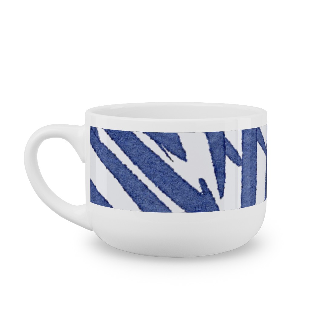 Watercolor Fronds - Cobalt Latte Mug, White,  , 25oz, Blue