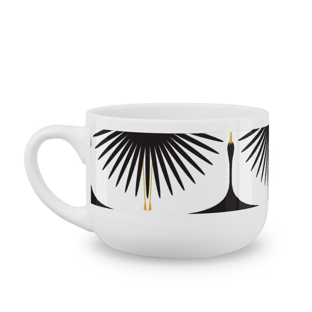 Art Deco Swans Latte Mug, White,  , 25oz, White