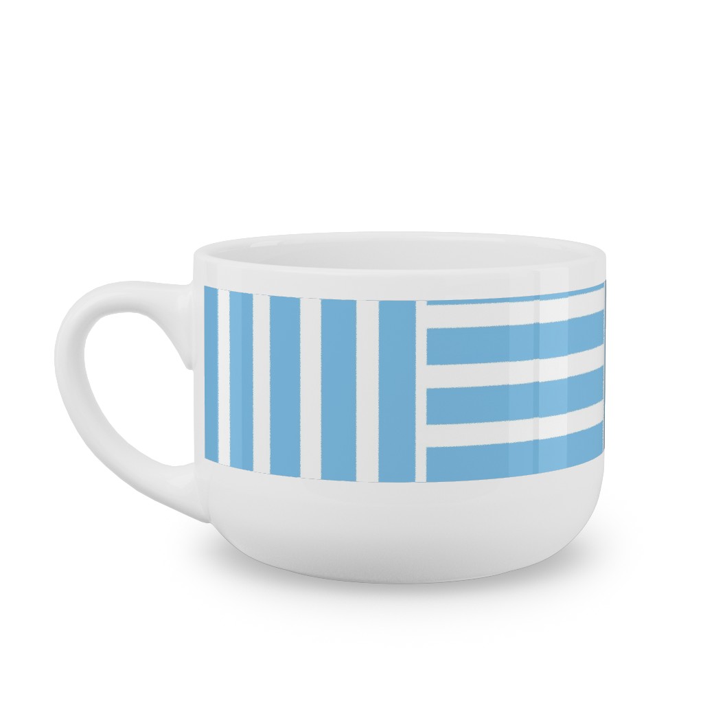 South Beach Stripe - Neptune Latte Mug, White,  , 25oz, Blue