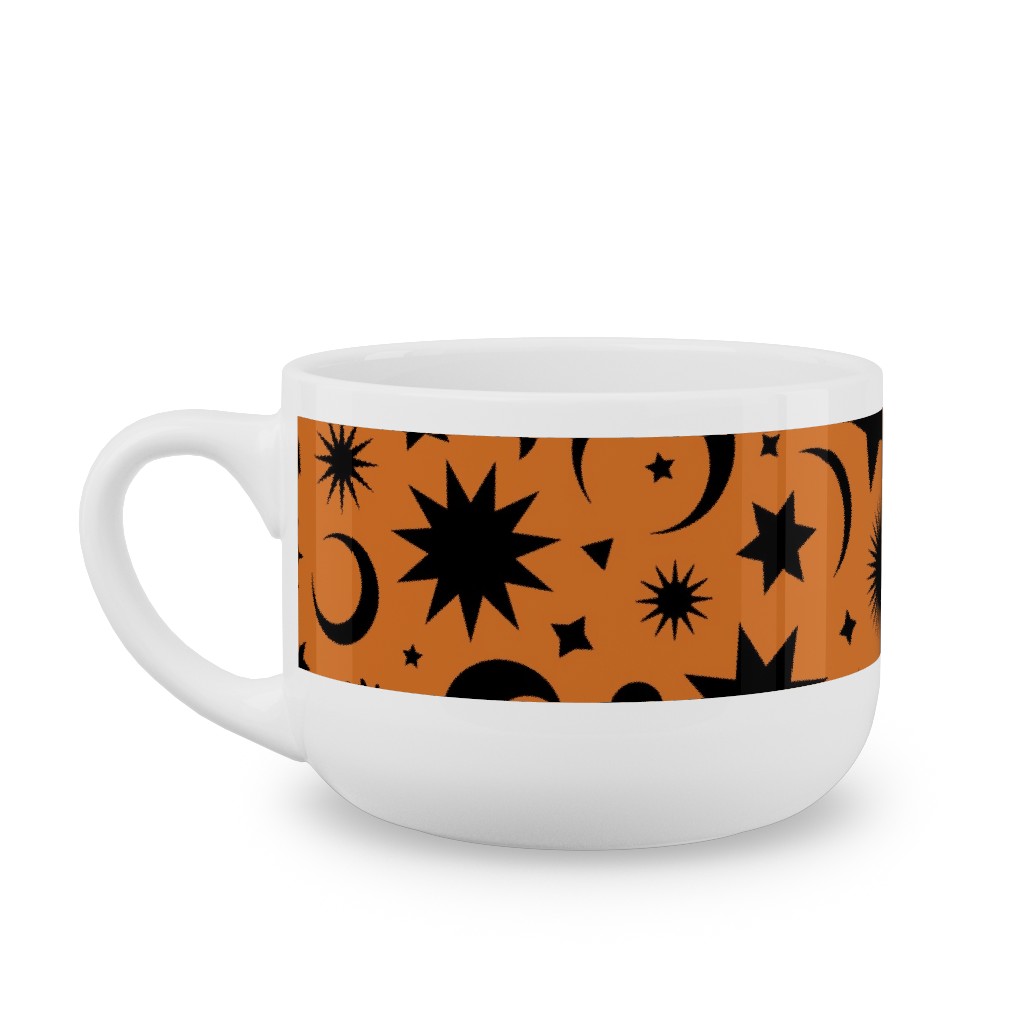 Celestial Kilim - Orange and Black Latte Mug, White,  , 25oz, Orange