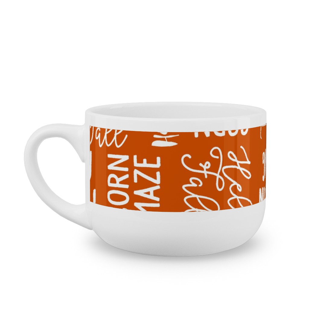 Favorite Things of Fall - Fall Words on Cider Latte Mug, White,  , 25oz, Orange