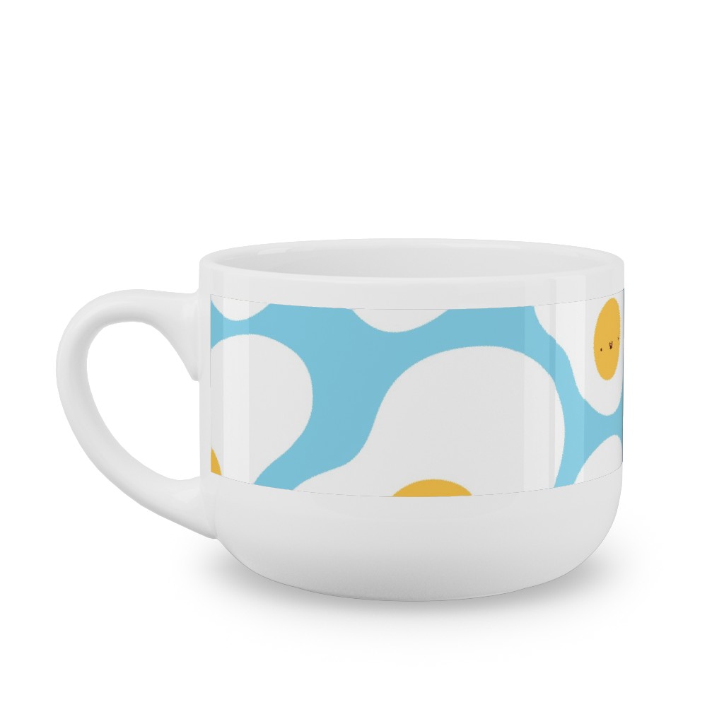 Cute Fried Eggs - Blue Latte Mug, White,  , 25oz, Blue