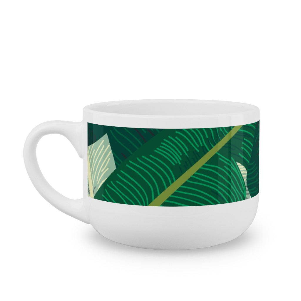 Classic Banana Leaves - Palm Springs Green Latte Mug, White,  , 25oz, Green