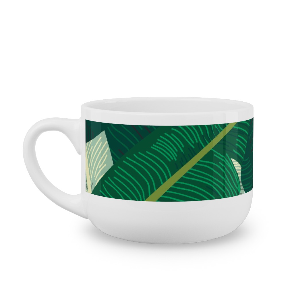 Classic Banana Leaves - Palm Springs Green Latte Mug, White, , 25oz, Green, Classic Green