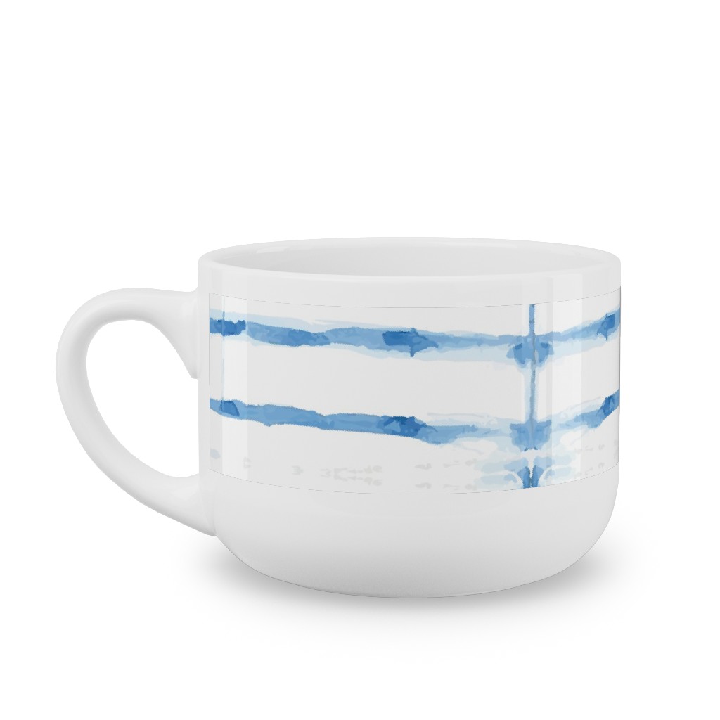 Shibori - Blue Latte Mug, White,  , 25oz, Blue