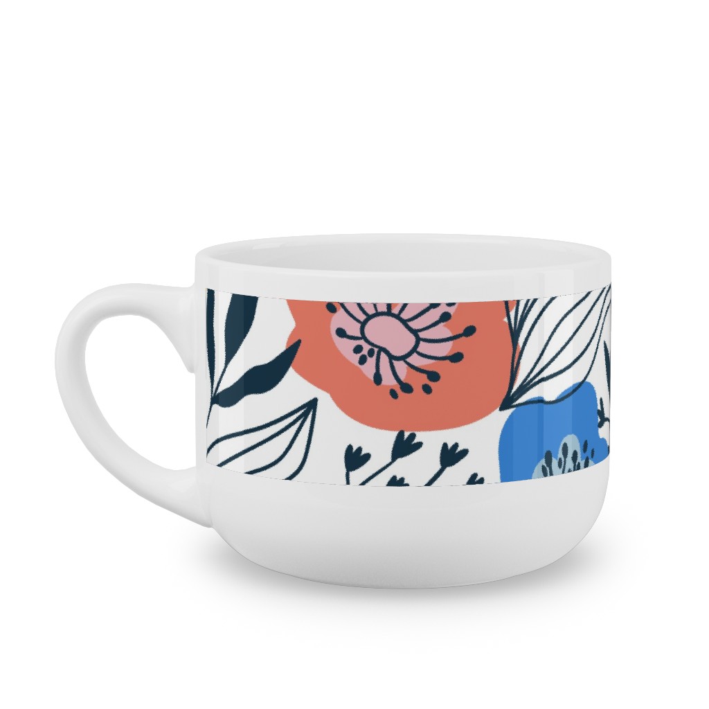 Colorful Flowers - Multi Latte Mug, White,  , 25oz, Multicolor