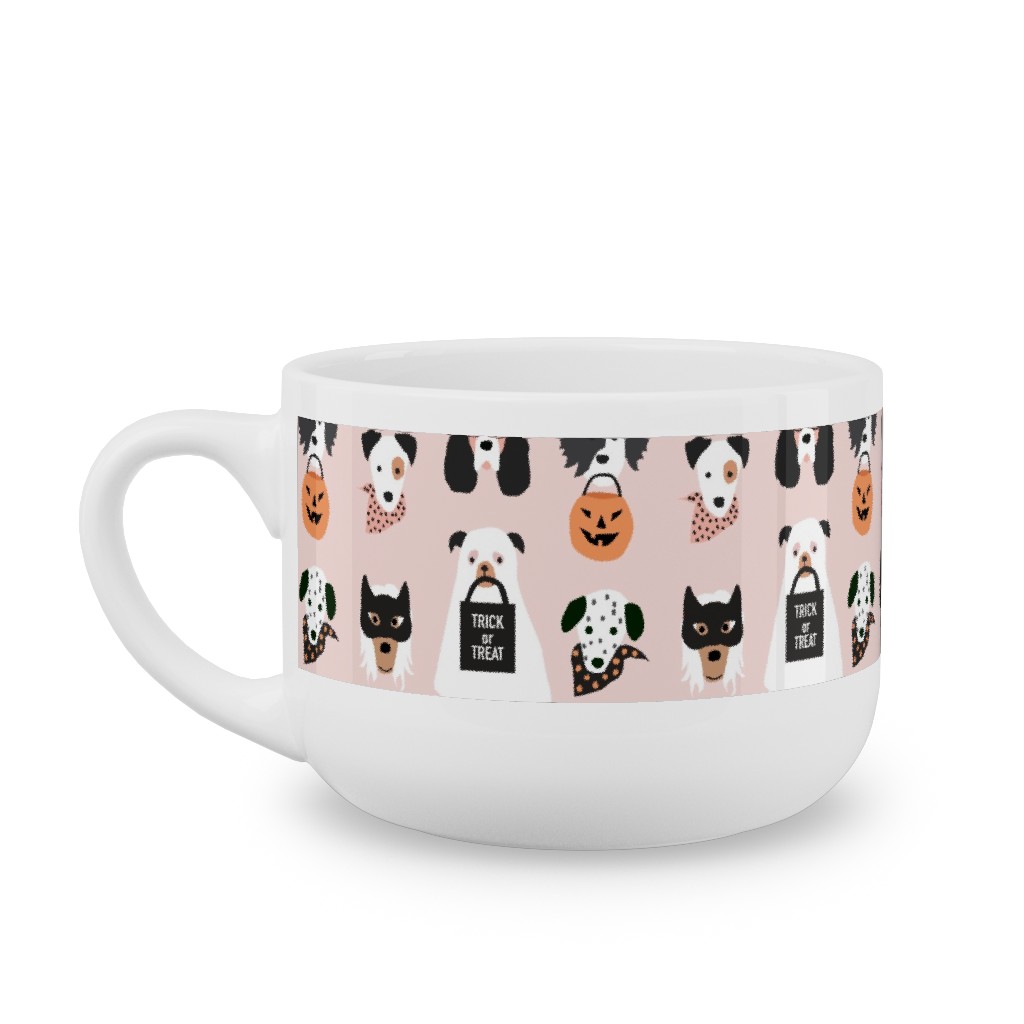 Halloween Puppies on Pink Latte Mug, White,  , 25oz, Pink