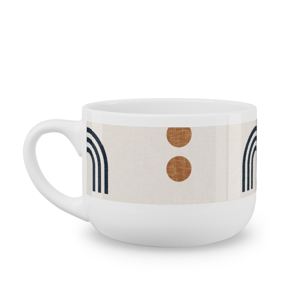 Aria Geometric Rainbow Latte Mug, White,  , 25oz, Beige