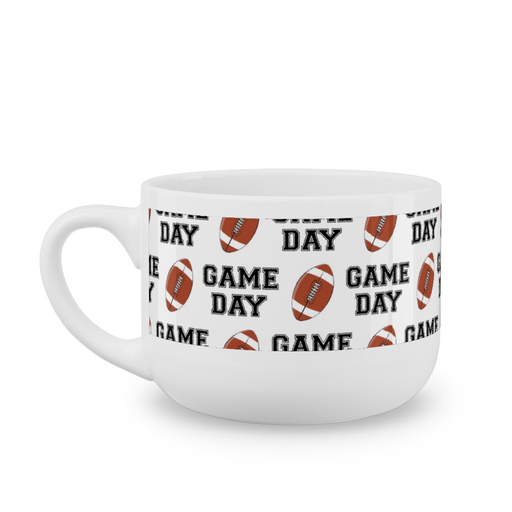 Game Day - College Football - Black and White Latte Mug, White,  , 25oz, Brown