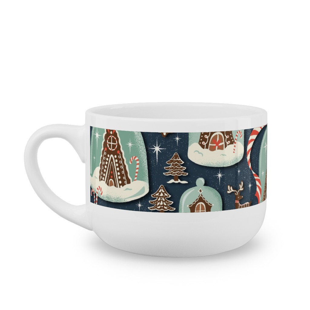 Christmas Gingerbread Village - Blue Latte Mug, White,  , 25oz, Multicolor
