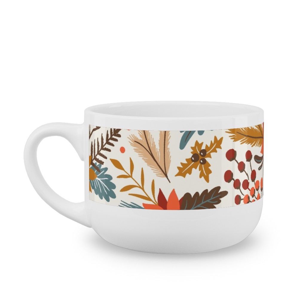 Christmas Flowers - Multi Latte Mug, White,  , 25oz, Multicolor
