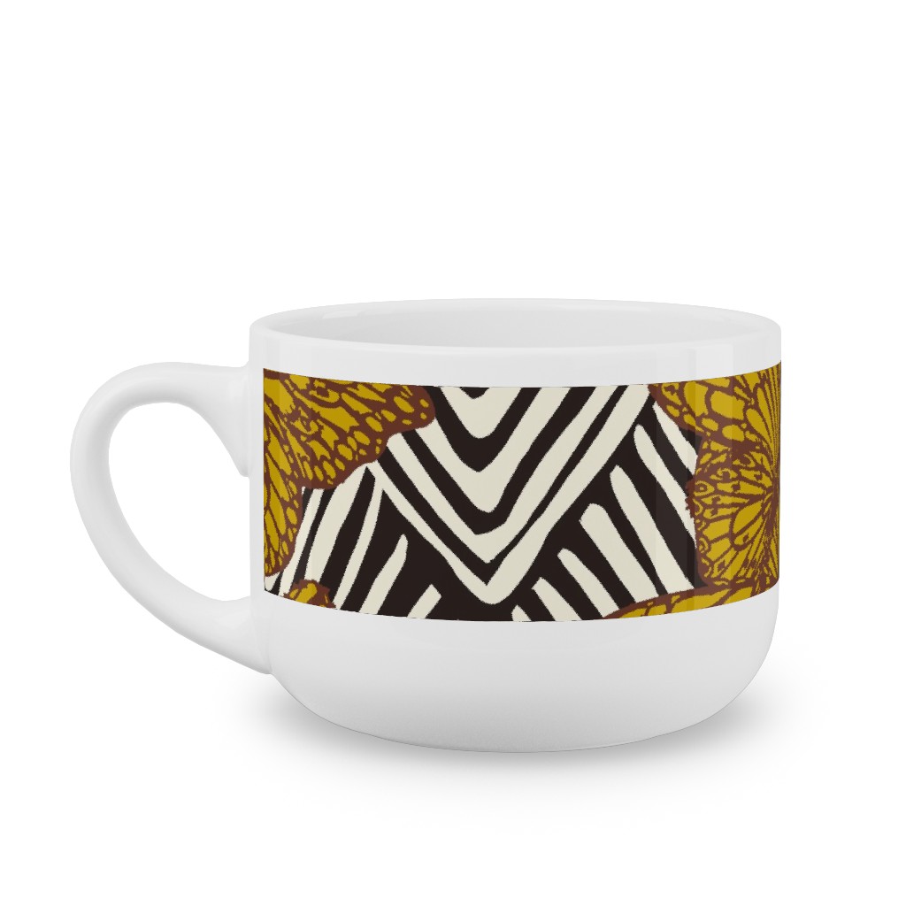Enchanted Butterfly - Gold Latte Mug, White,  , 25oz, Yellow