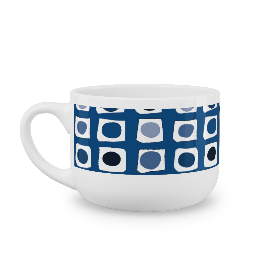 Little White Rectangles - Classic Blue Latte Mug, White,  , 25oz, Blue