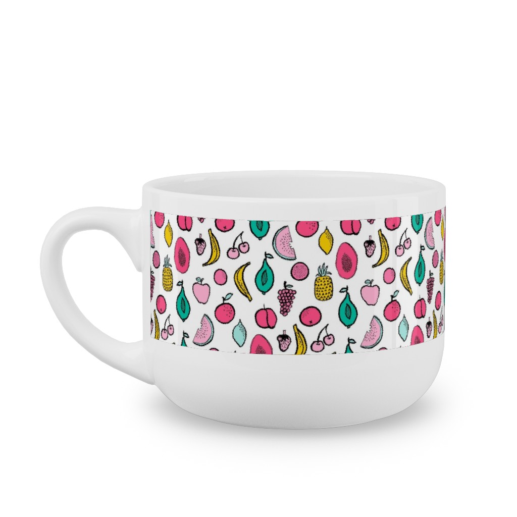 Summer Tropical Fruits - Multi Latte Mug, White, , 25oz, Multicolor
