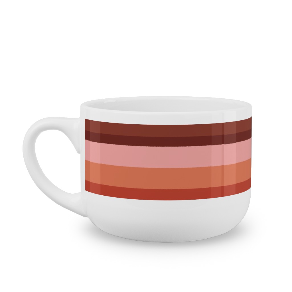 Retro Road - Mauve Multi Latte Mug, White,  , 25oz, Red