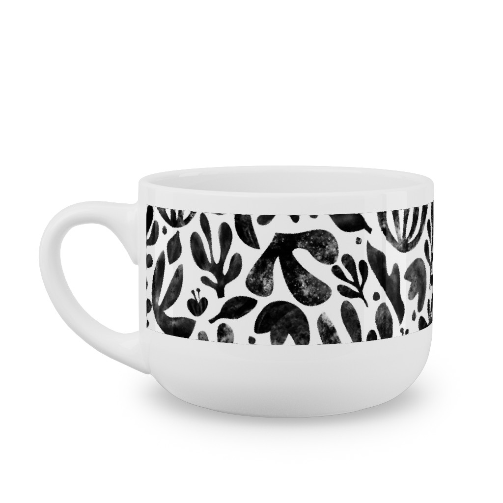 Flower Cutouts - Neutral Latte Mug, White,  , 25oz, Black