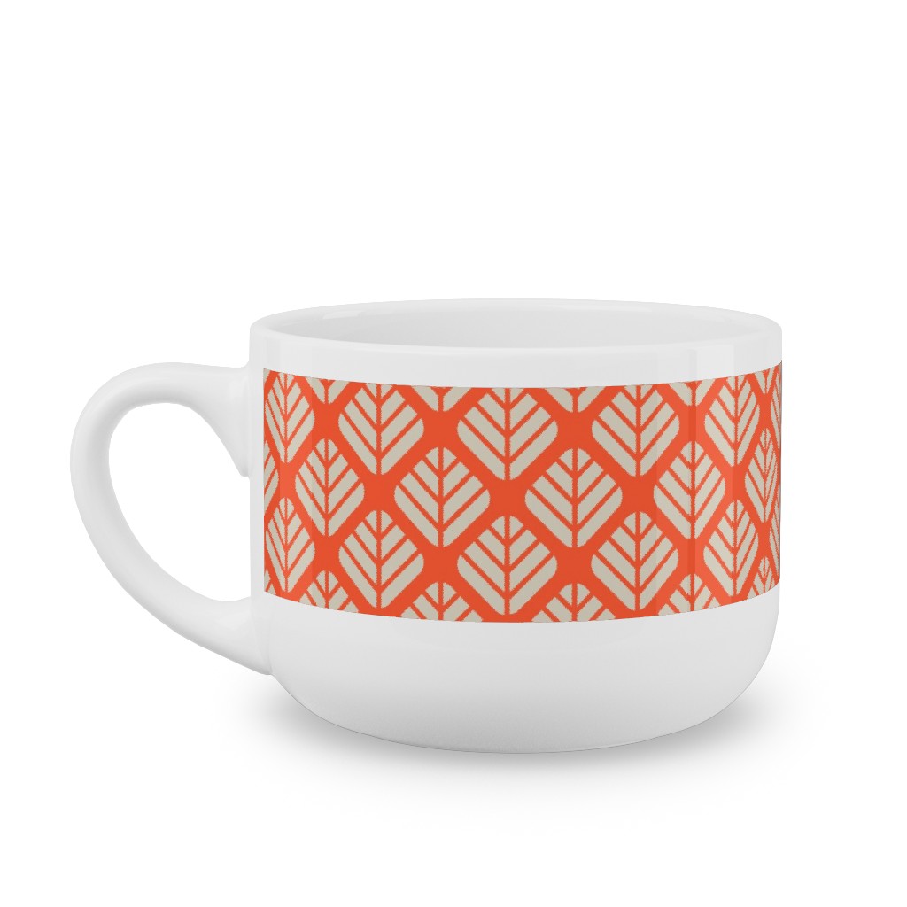 Blaettli - Orange and Beige Latte Mug, White,  , 25oz, Orange