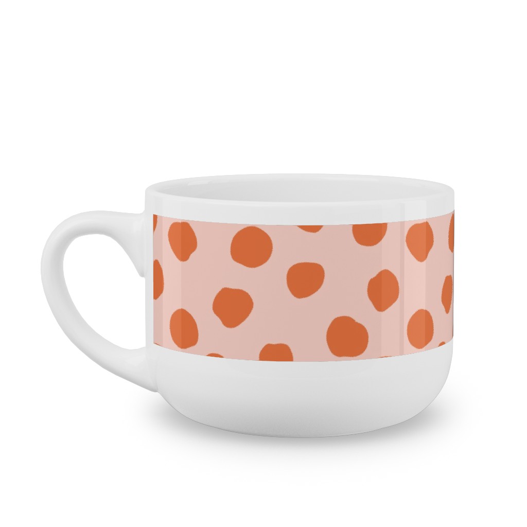 Dotty - Pink and Orange Latte Mug, White,  , 25oz, Pink