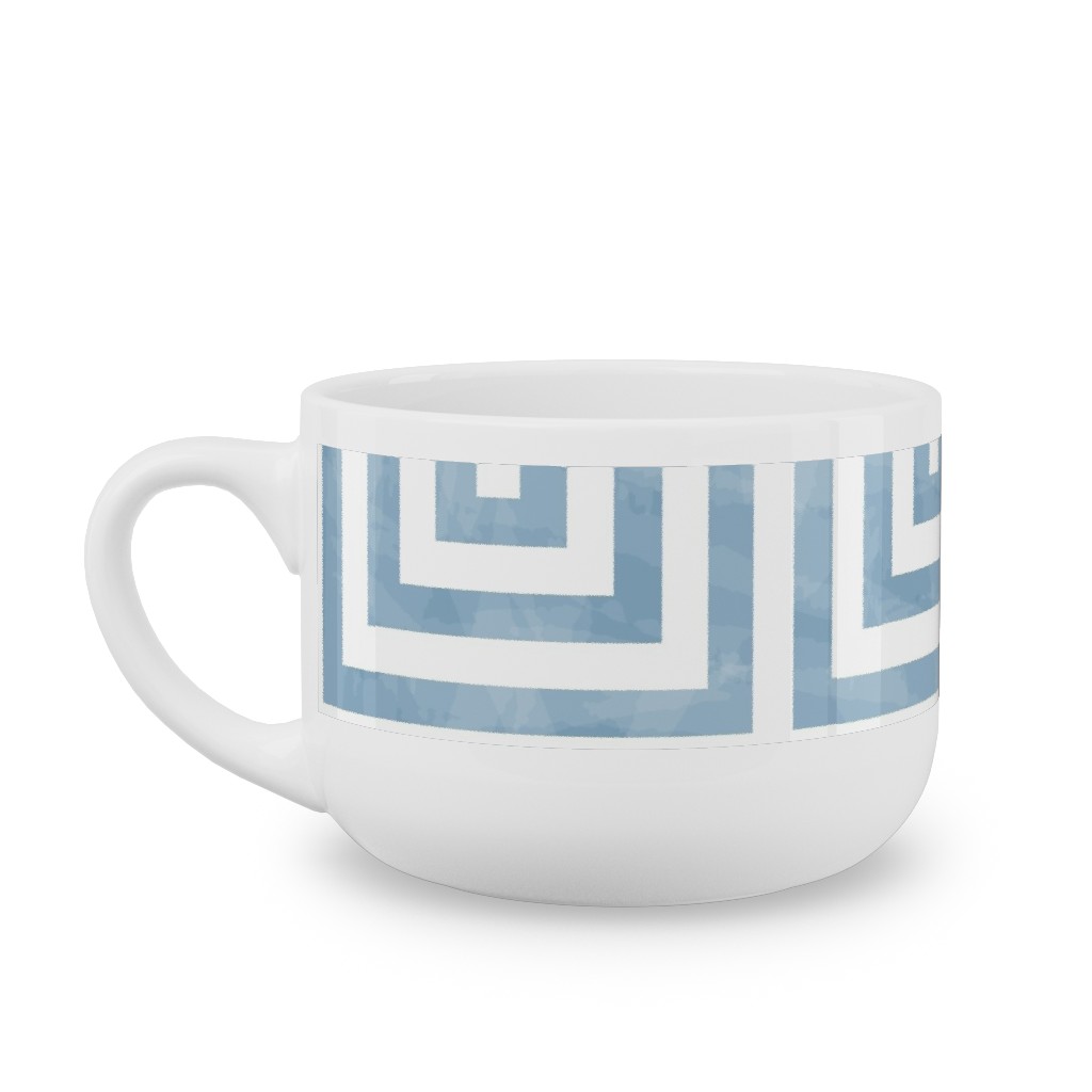 Square Grid - Blue Latte Mug, White, , 25oz, Blue, True Blue
