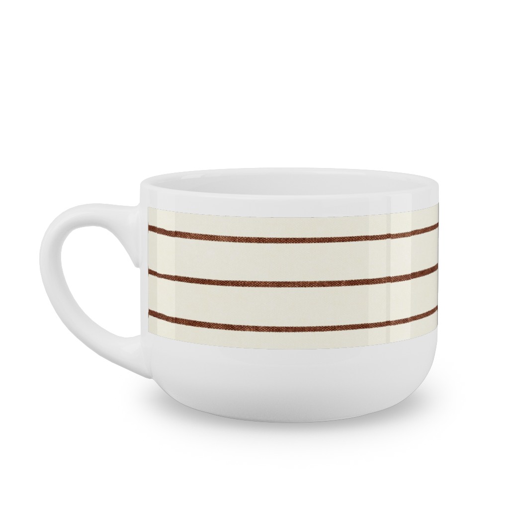 Arrow Stripes Mud Cloth Modern Latte Mug, White,  , 25oz, Beige