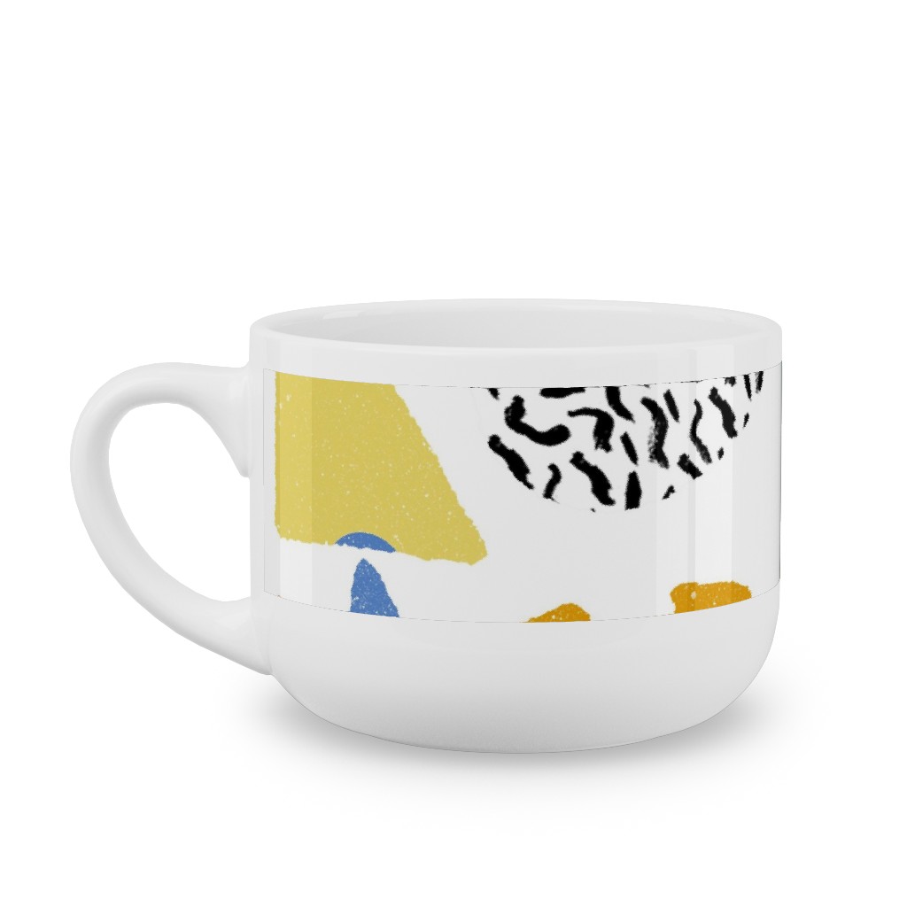 Happy Blocks Latte Mug, White, , 25oz, Multicolor, White