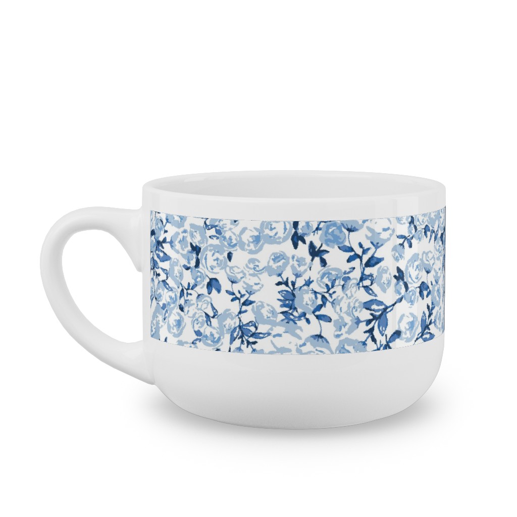 a Thousand Roses - Blue Latte Mug, White,  , 25oz, Blue