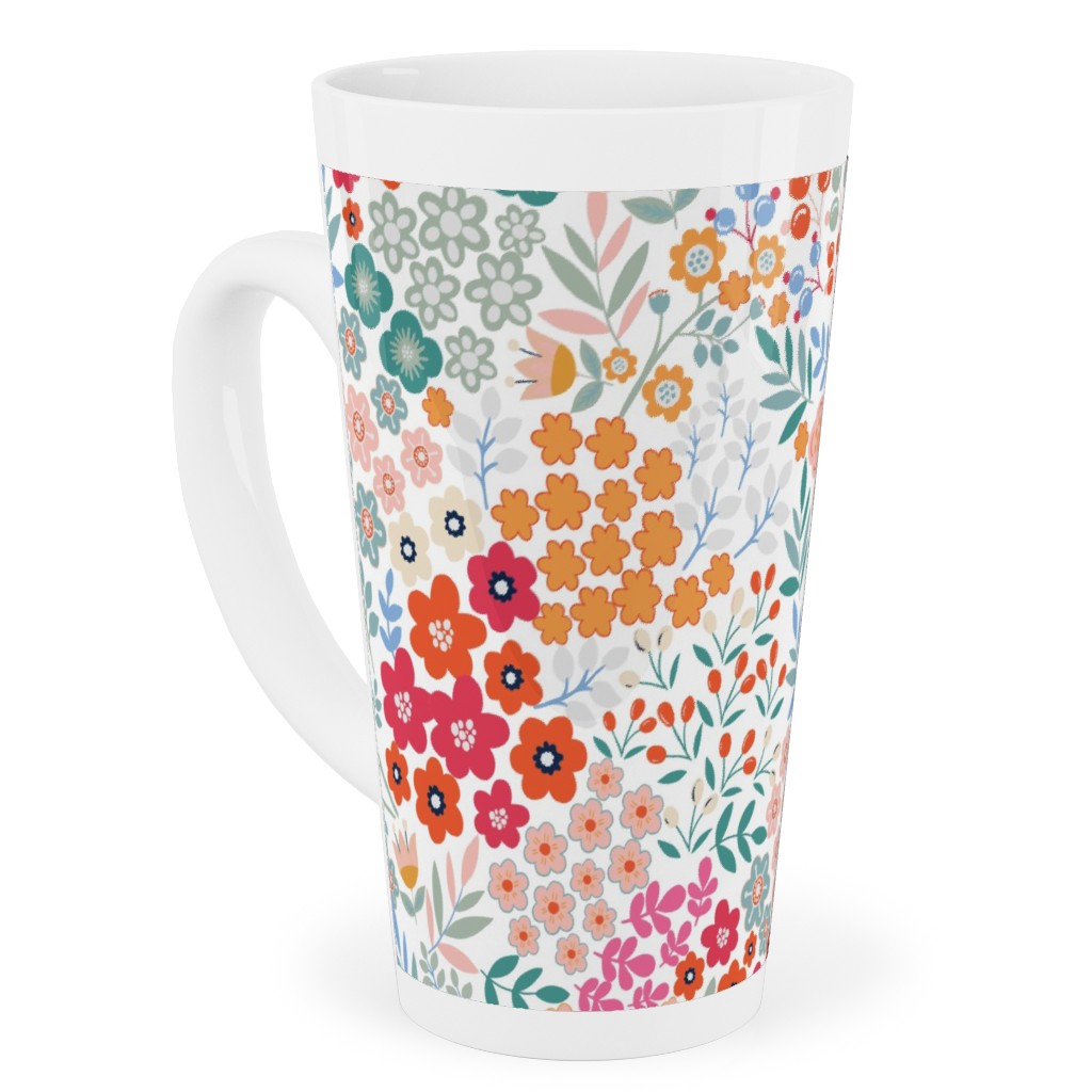 Summer Flower Tall Latte Mug, 17oz, Multicolor