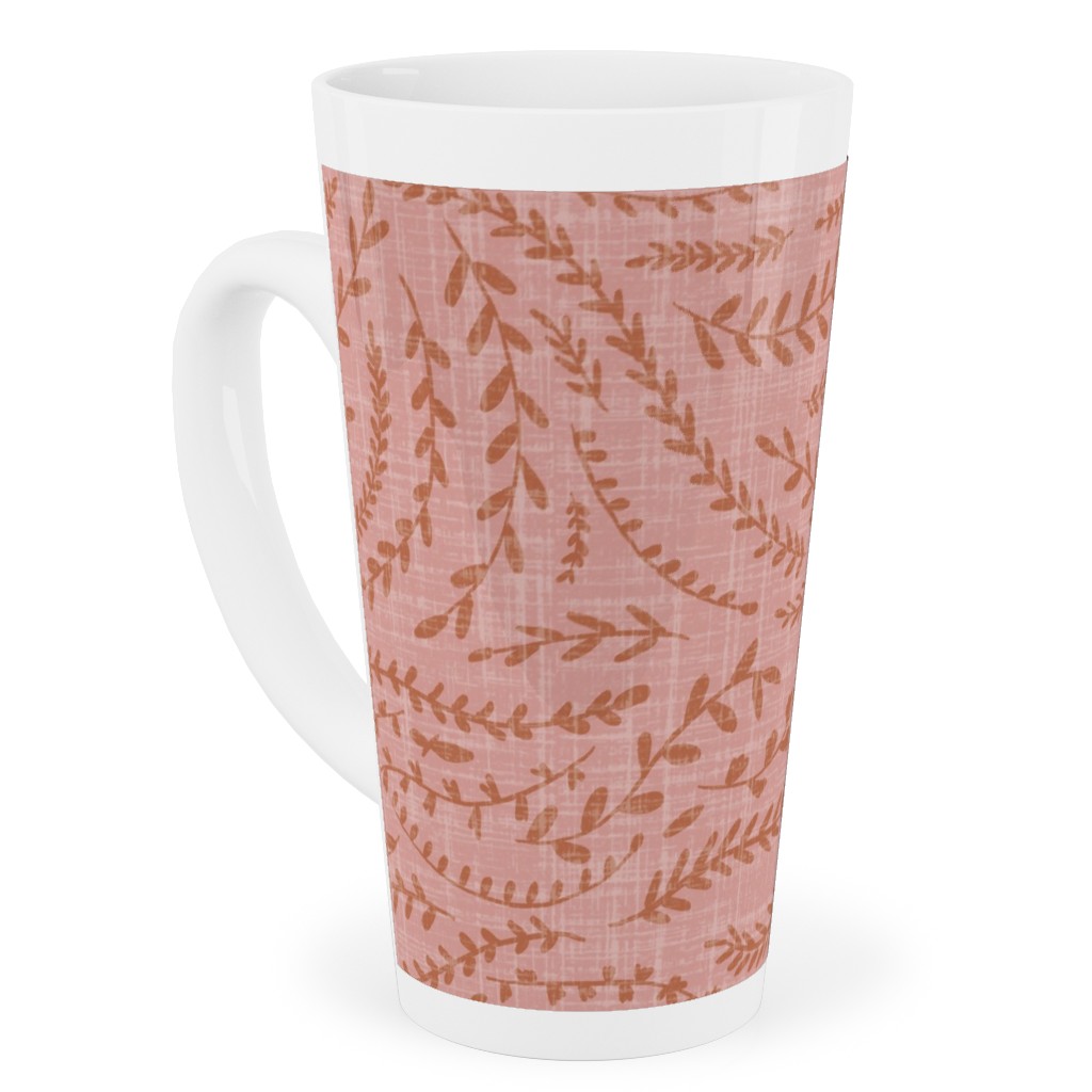 Notion - Fine Floral - Pink and Rust Tall Latte Mug, 17oz, Pink
