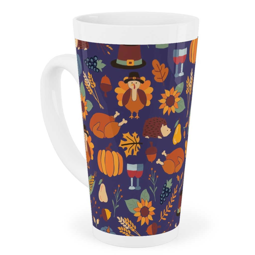 Thanksgiving Table Tall Latte Mug, 17oz, Multicolor