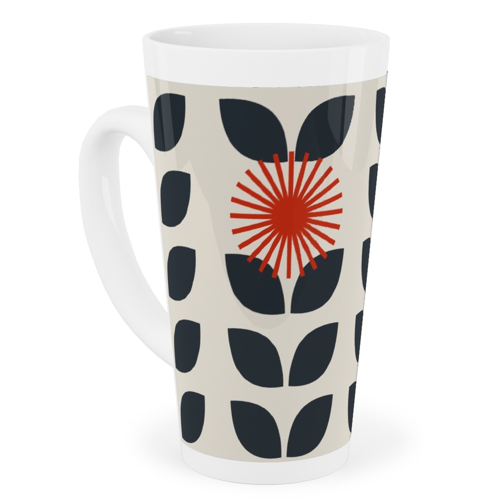 Scandinavian Climbing Vines - Neutral Tall Latte Mug, 17oz, Beige, Pearl