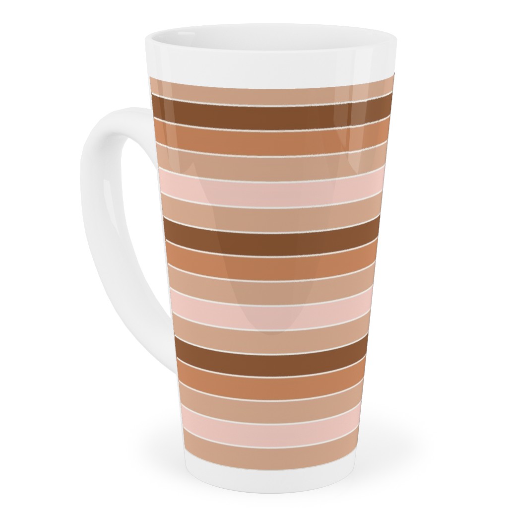 Candy Stripes Horizontal - Pink Tall Latte Mug, 17oz, Pink, Bright Pink