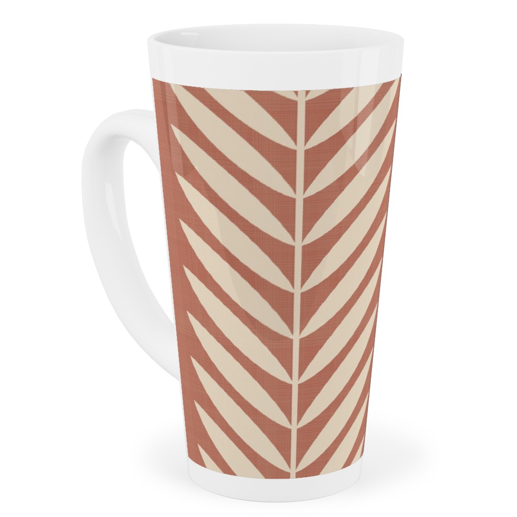 Laurel Leaf Stripe Tall Latte Mug, 17oz, Pink, Nutmeg