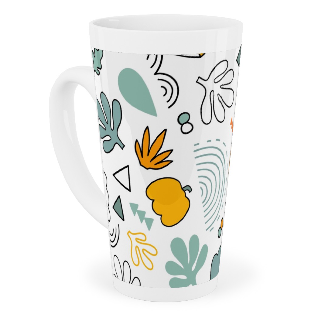 Autumn Harvest Vegetables With Doodles - Light Tall Latte Mug, 17oz, Multicolor