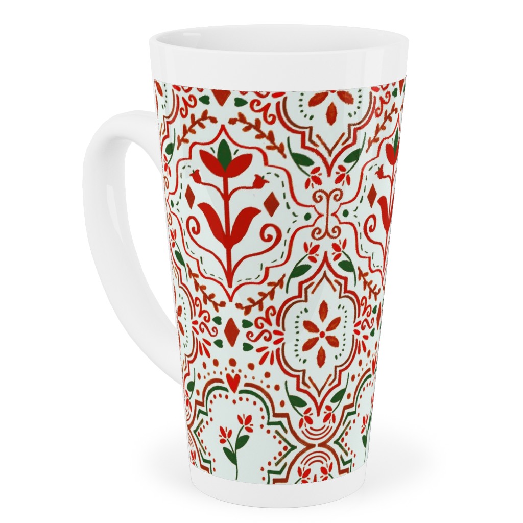 Moroccan Christmas Tall Latte Mug, 17oz, Red