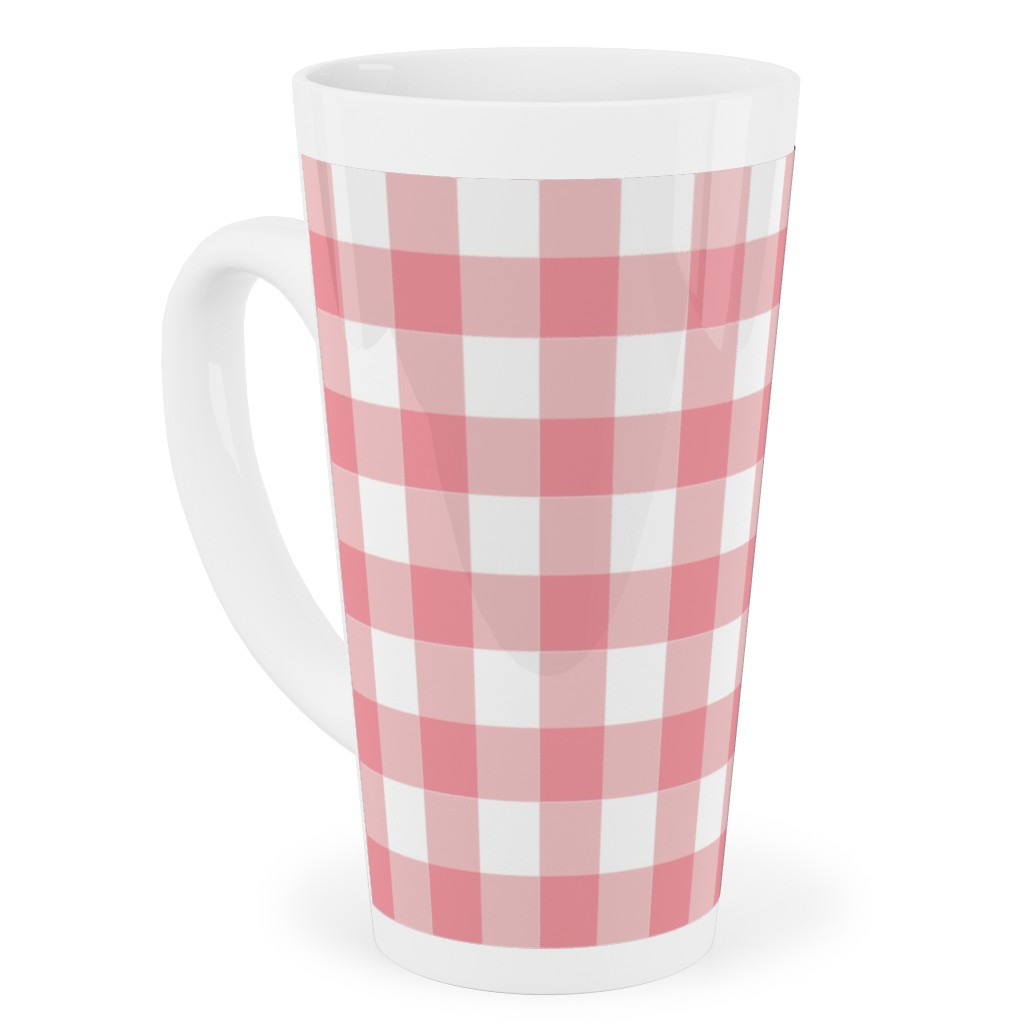 Simple Gingham Tall Latte Mug, 17oz, Pink