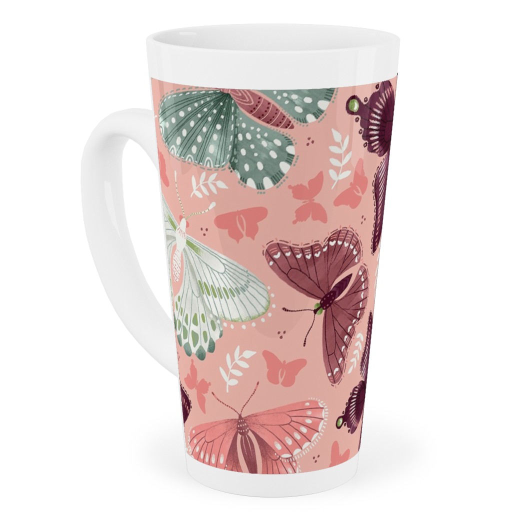 Romantic Butterflies - Pink Tall Latte Mug, 17oz, Pink